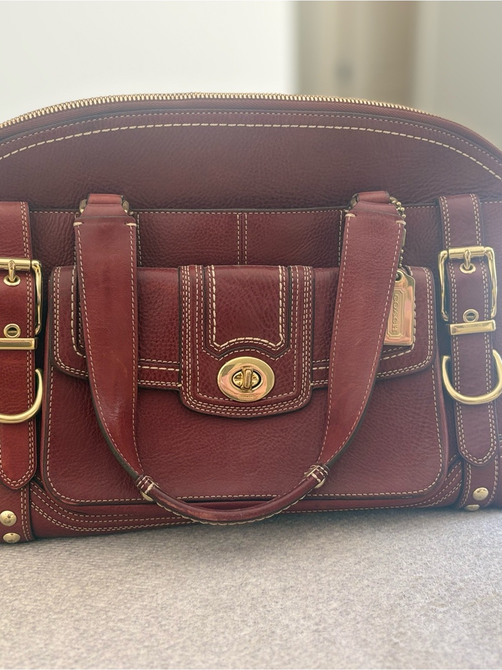 Coach Vintage Miranda Burgundy Satchel with Turn-Lock Front Pocket - Picture 2 of 9